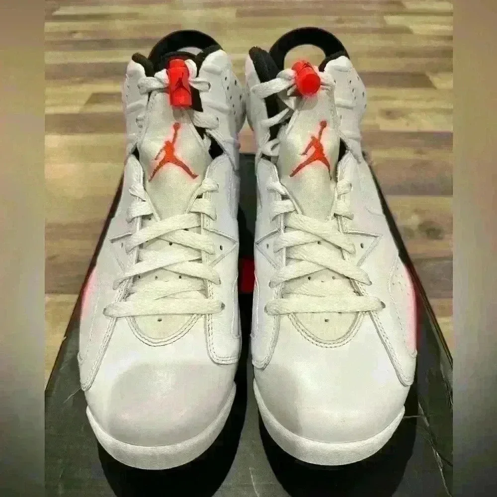 Air Jordan 6 Retro size 8 white infrared black with box preowned 100% authentic